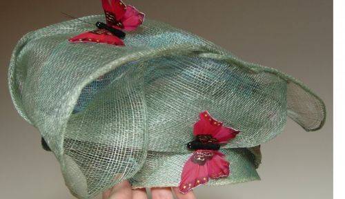 Chapeau de mariage bleu vert