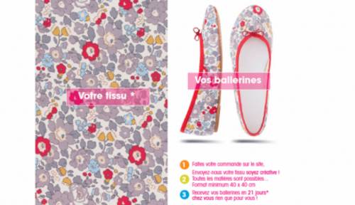 Création ballerines avec votre tissu ou en cuir pointure du 18 au 44