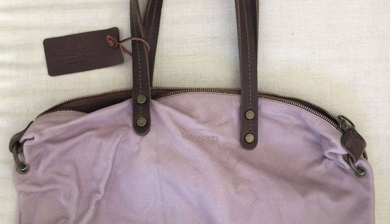 Sac cuir italien mauve et chocolat NEUF etiquette