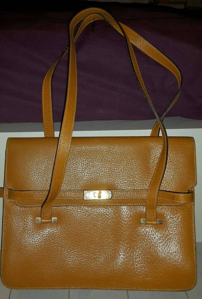 Sac à main vintage Kelian original en cuir caramel