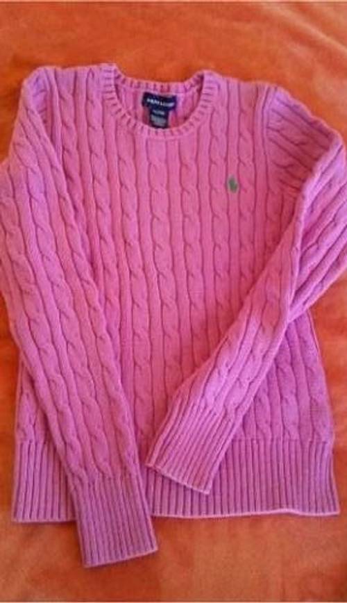 Vends pull coton torsadé rose R. Lauren Taille 8-10ans