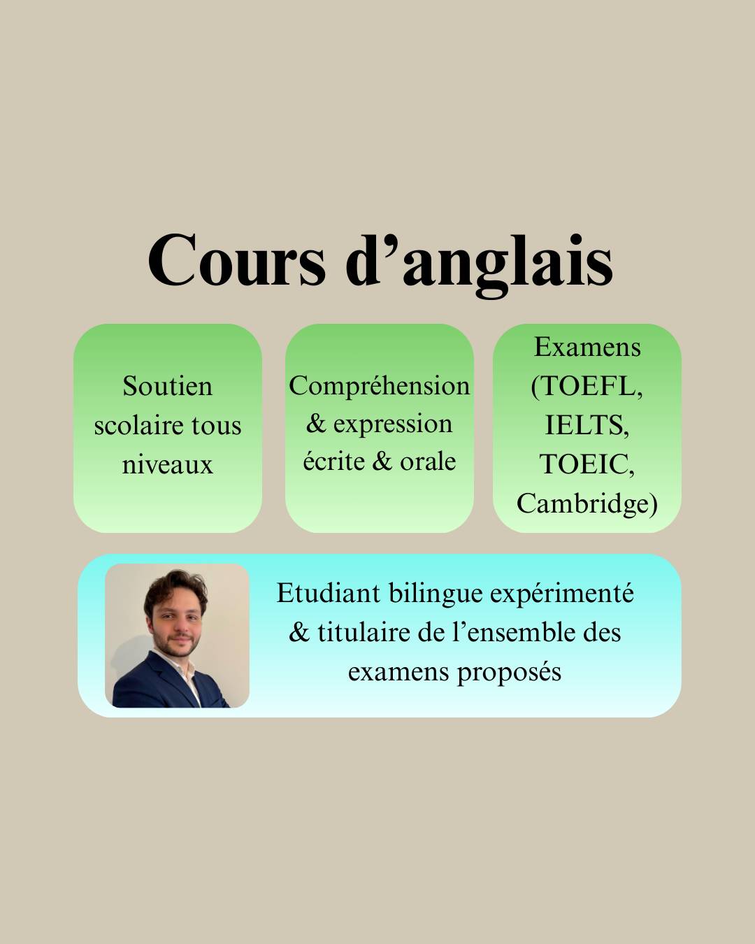 Propose cours d’anglais et préparation aux examens officiels