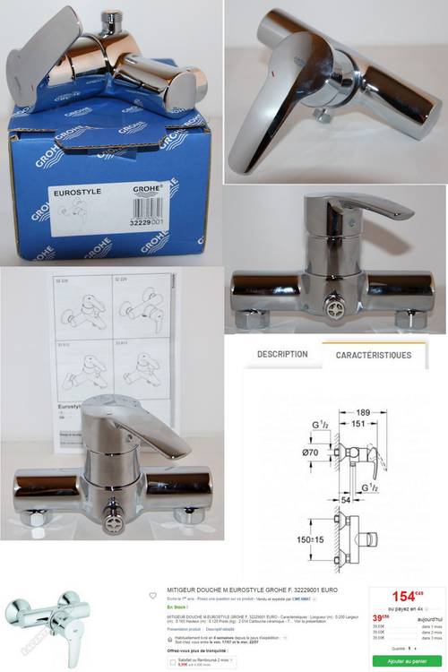 Mitigeur neuf GROHE Eurostyle pour douche