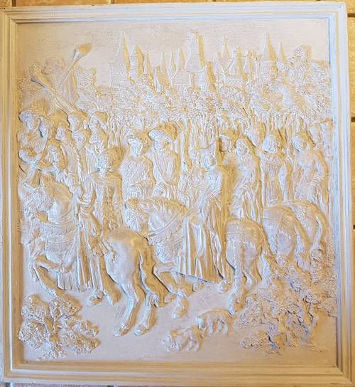 Bas-relief scène moyenâgeuse