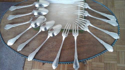 Vends coffret couverts métal argenté Art Nouveau