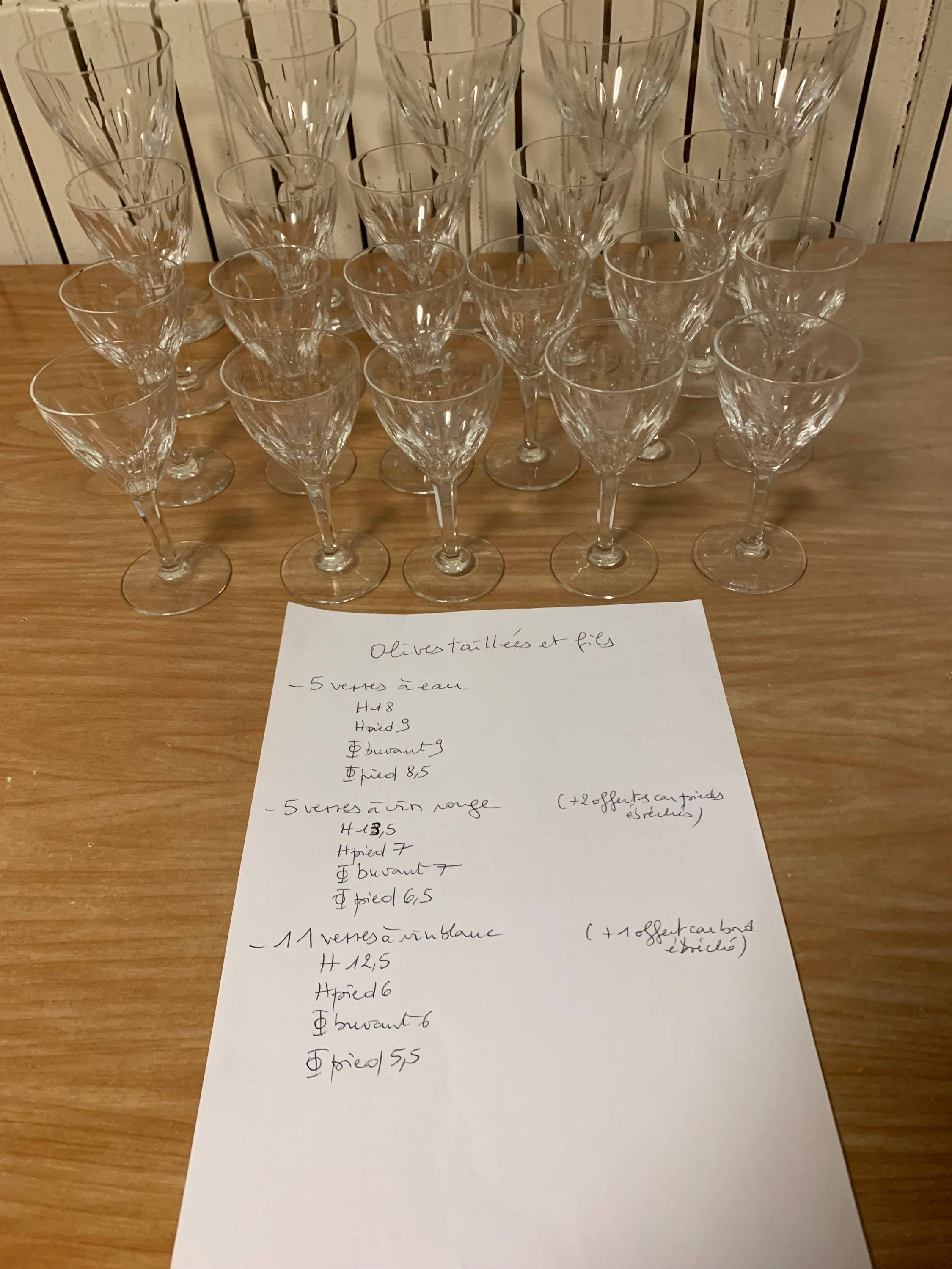 Vends service de verres et carafes en cristal Val Saint Lambert (bicentenaire en 2026)