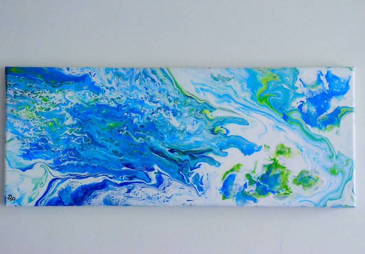 Vends tableau de Diane P. "Gulf stream 2" 16x41cm acrylique