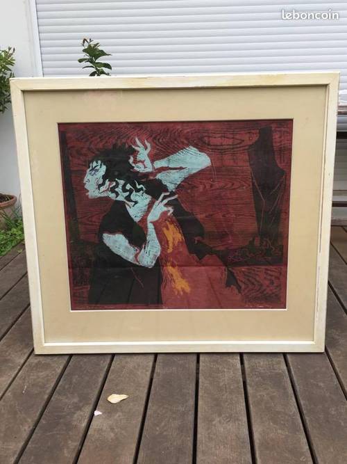 Tableau Miron Sima - "Hanna Rovina in " Medea"", signé, 3/25