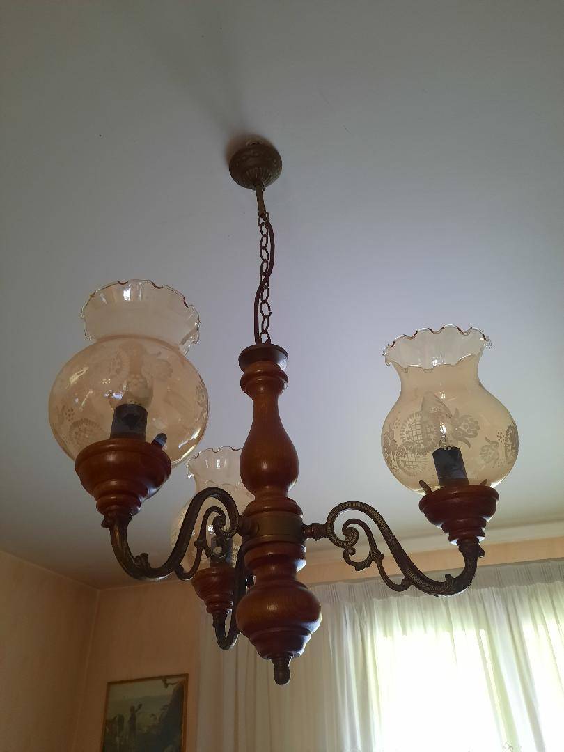 Lustres/luminaires - bois et verre