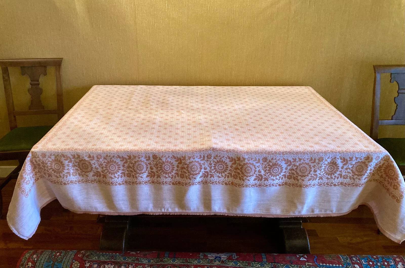 Vends nappe en lin jacquard damassé 160 x 200 + 6 serviettes