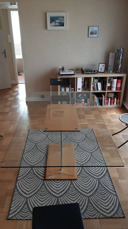 Vends table verre et bois