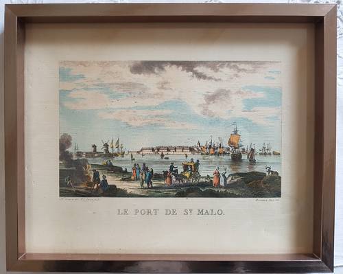 Vends gravure ancienne du port de Saint Malo