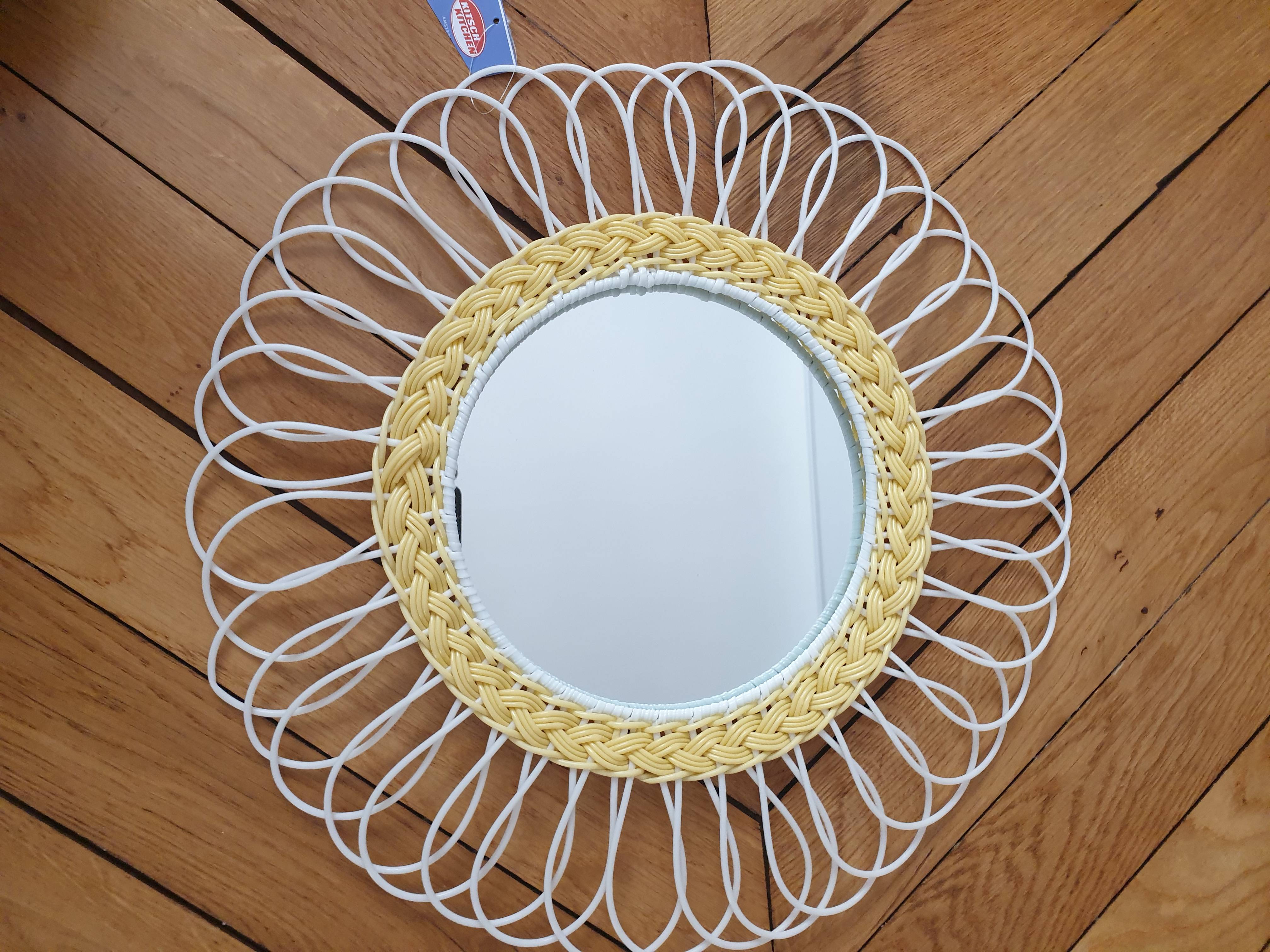 Miroir jaune & blc scoubidou NEUF