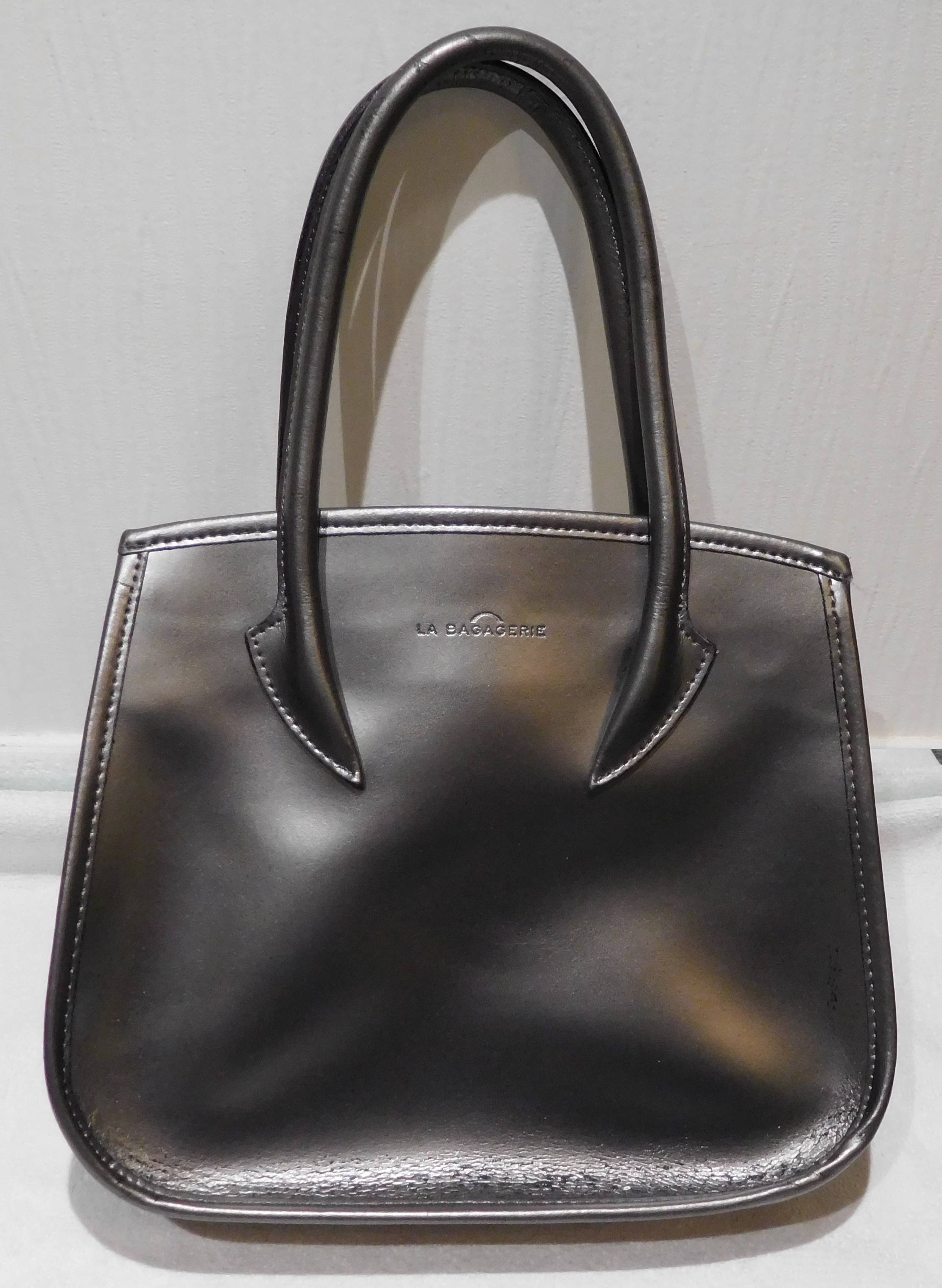 Petit sac besace gris métallisé femme