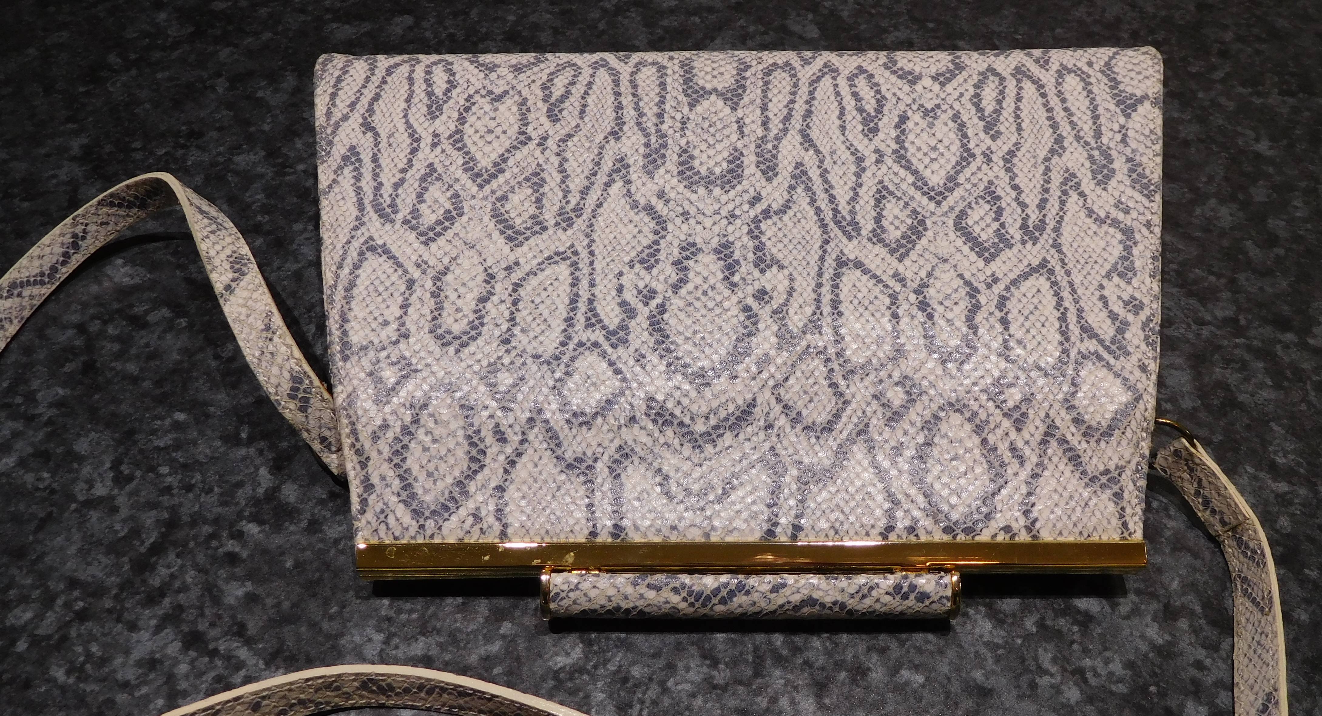 Sac lézard gris et blanc femme
