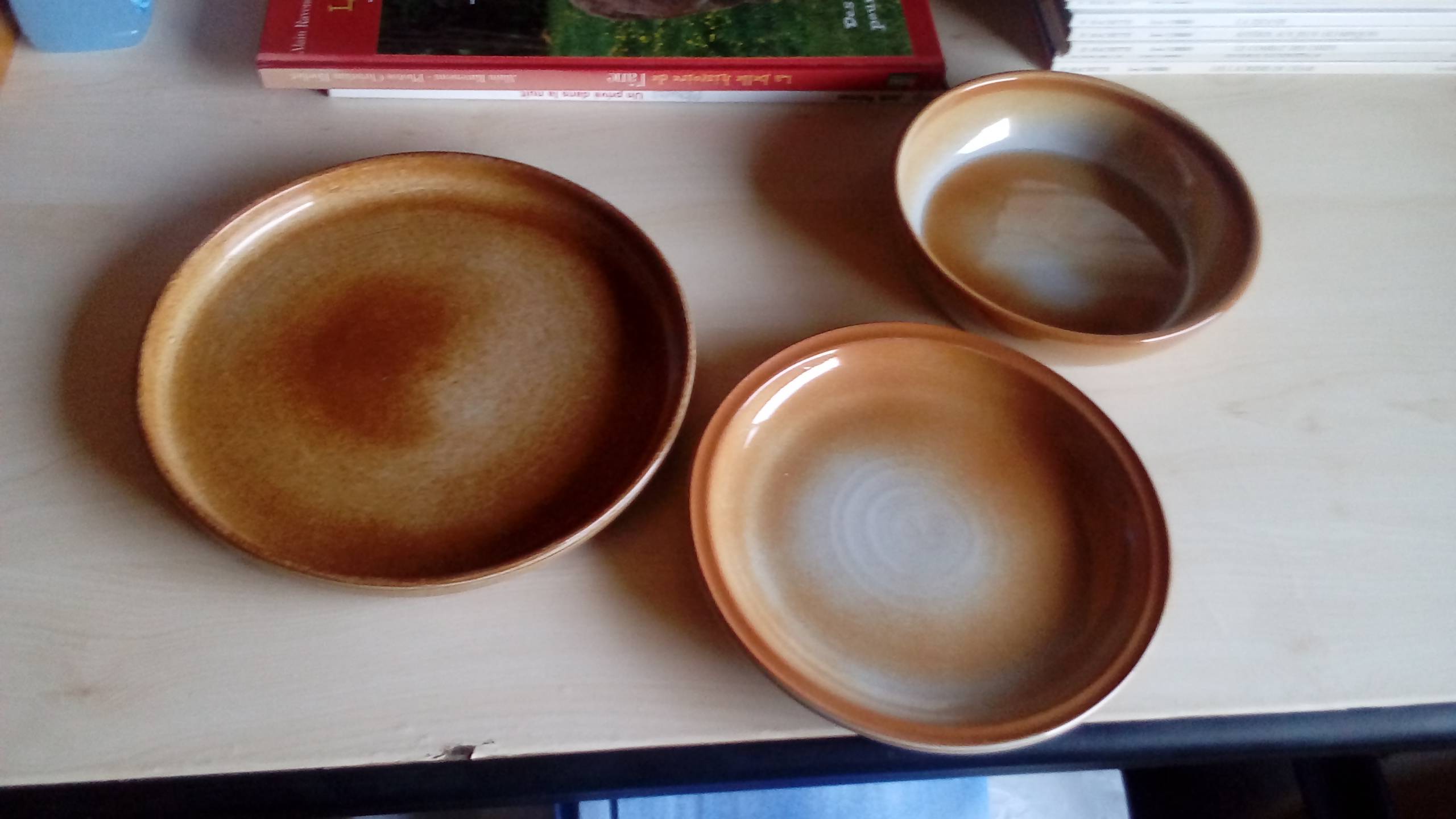 Vends service de table en grès de qualité, couleur terre Sienne chaleureuse