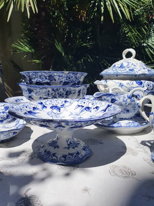 Coupe sur pied 19ème, liserons bleus, Flora Creil Montereau