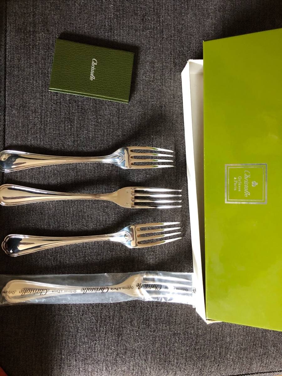 4 fourchettes en métal argenté Christofle modèle Spatours