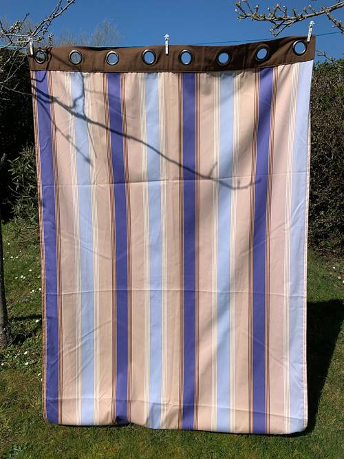 Vends ensemble de 3 paires de rideaux tissu Bayadère + Taies