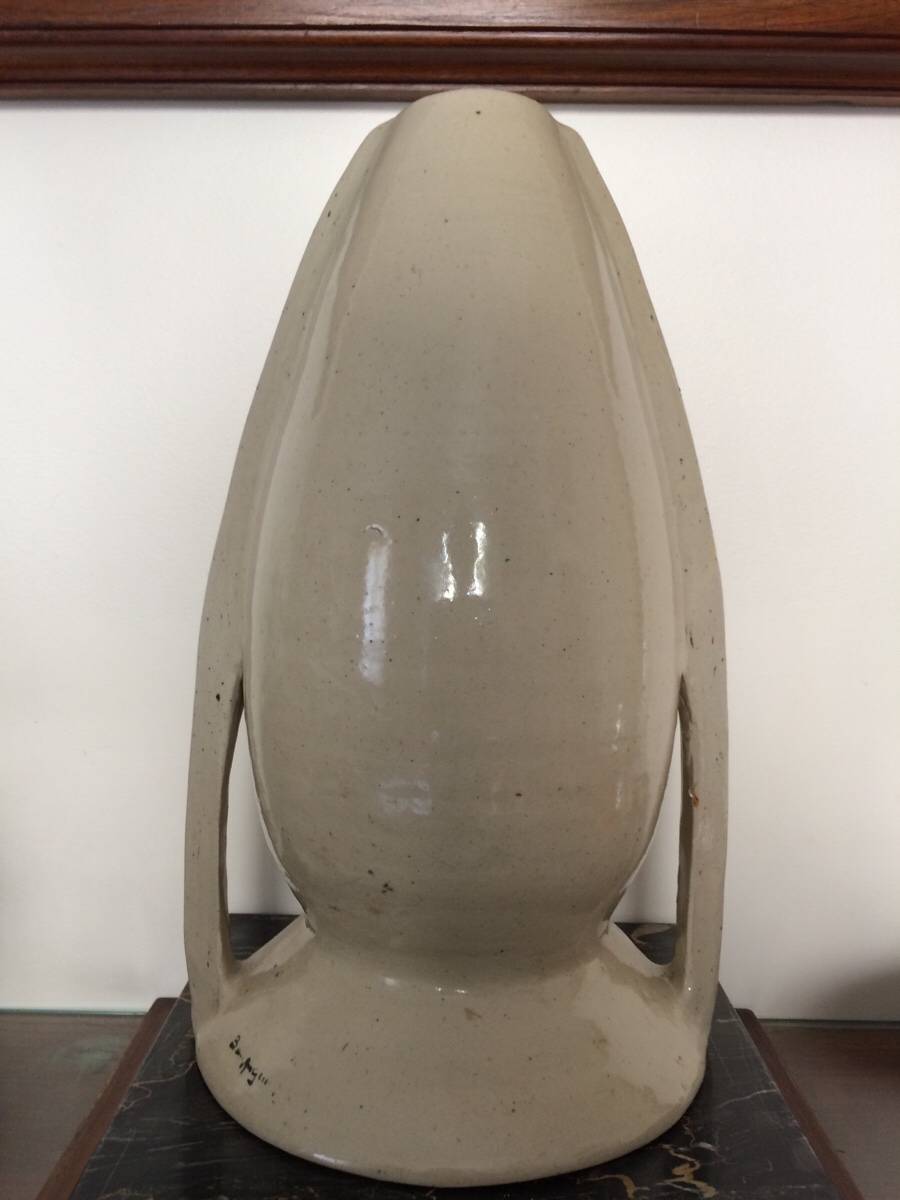 Beau vase obus en grès Art Deco 1930