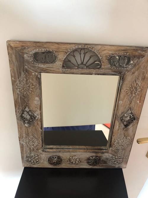 Miroir - bois exotique cerusé - motif indonésien - qualité Deknut