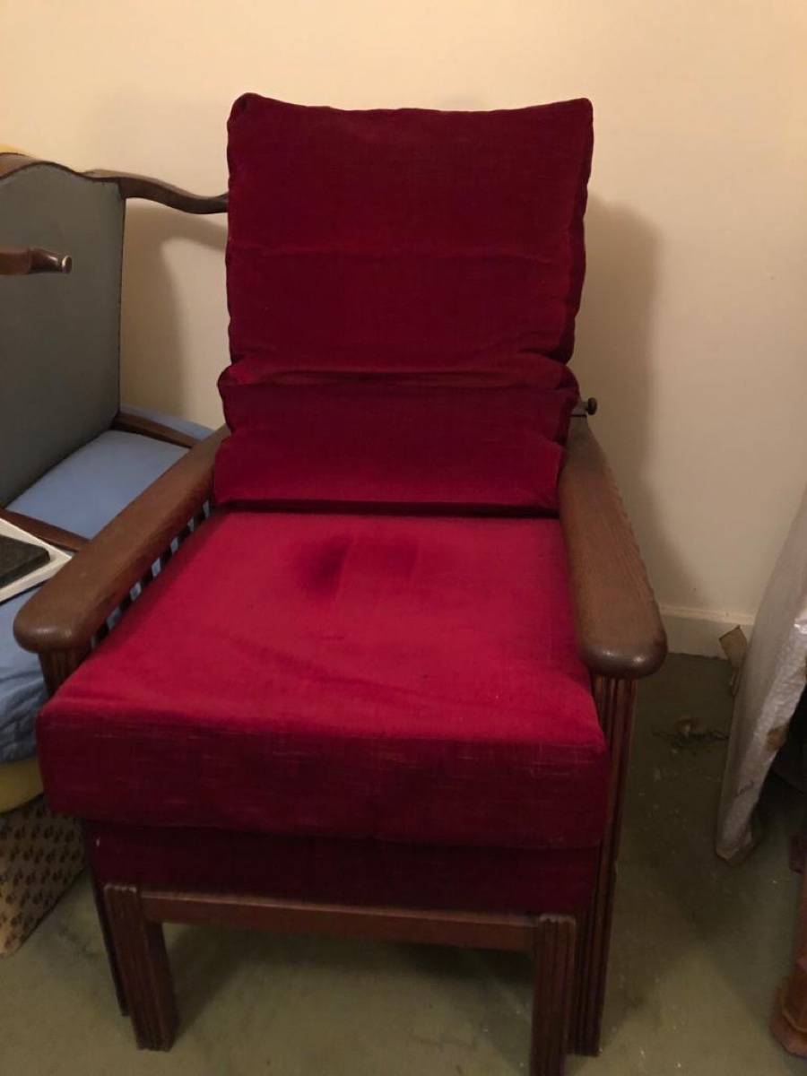 Fauteuil colonial transformable en bois naturel vernis bon état