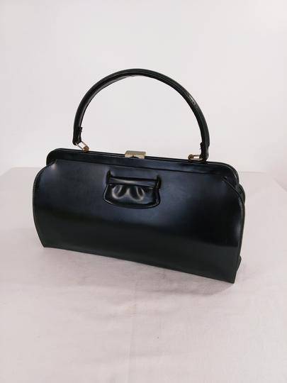 Beau sac à main rétro à soufflet en simili cuir noir