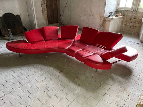 Vends canapé cuir rouge Edra modèle Flap