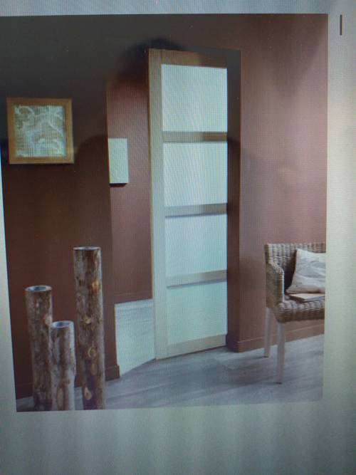Porte coulissante neuve en hetre avec 4 vitrages