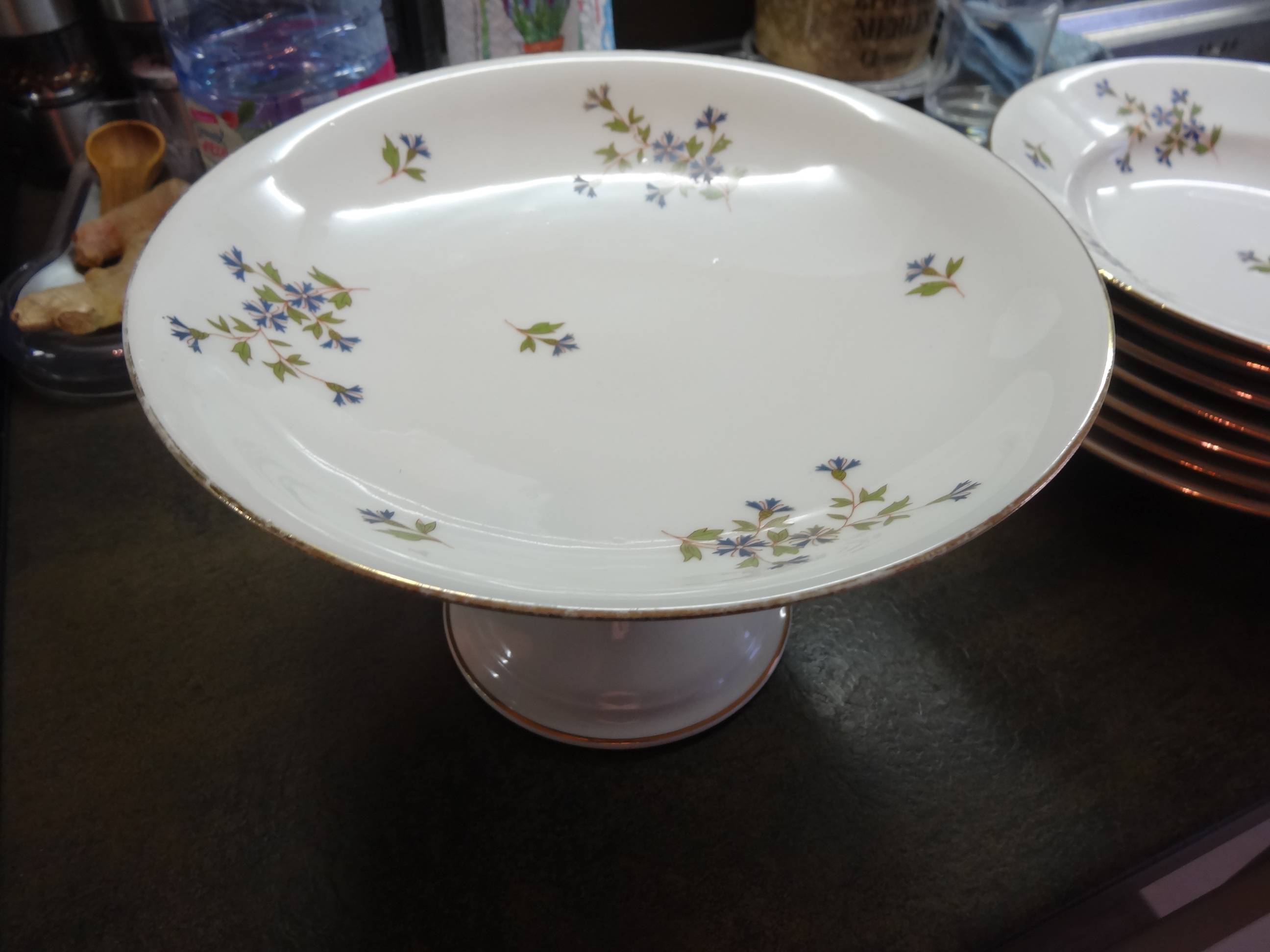 Présentoir à gâteau Limoges Porcelaine aux barbeaux Vintage Circa 1900
