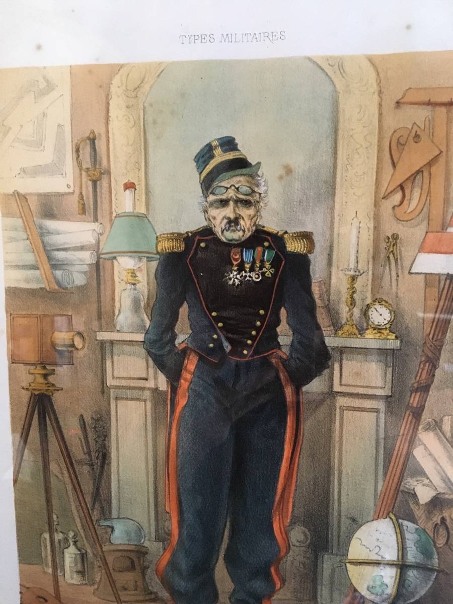 Dessin d’un portrait caricature d’un officier du Génie en 1864 par Draner