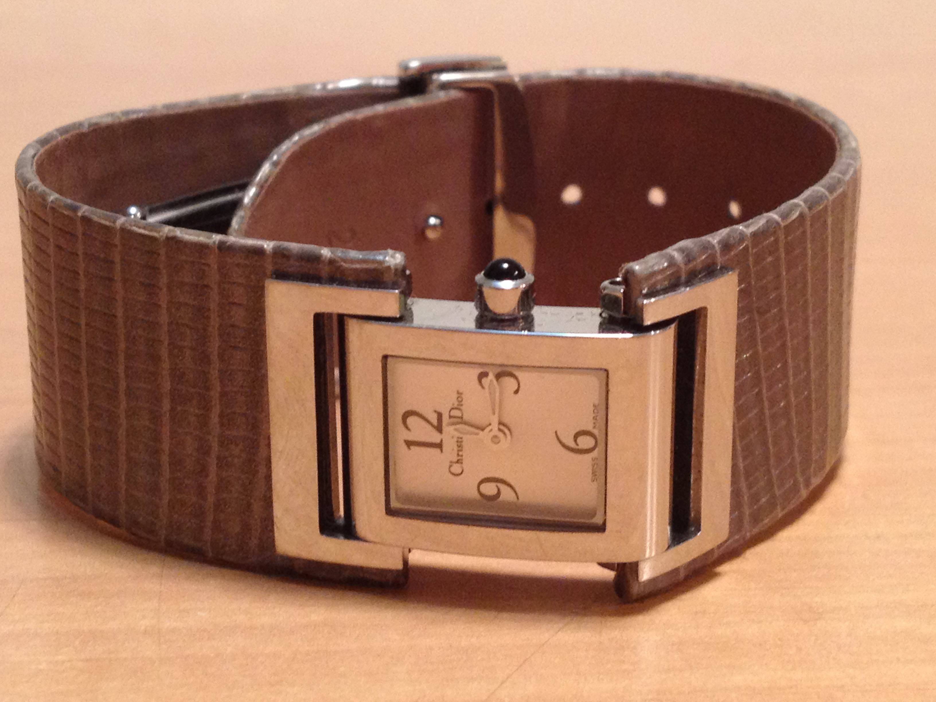 Montre de luxe Christian Dior - bracelet en lézard gris - neuve