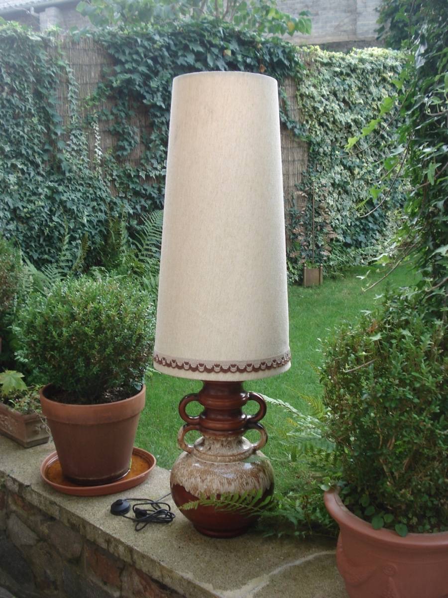 Lampe de sol céramique vintage 1970 à oreilles
