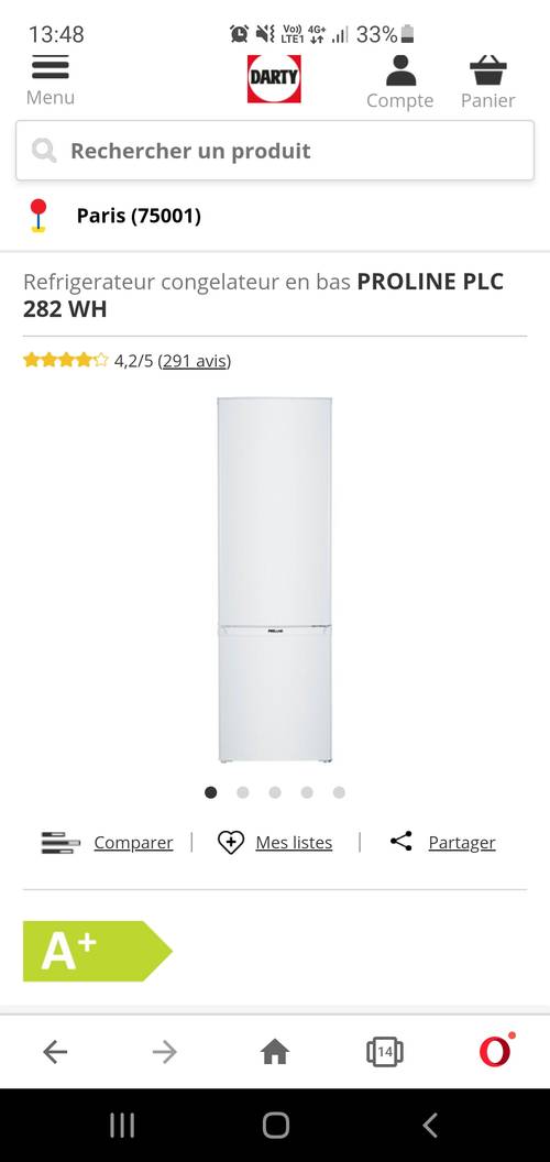 Vente Frigo Proline - PLC 282 WH 150 €