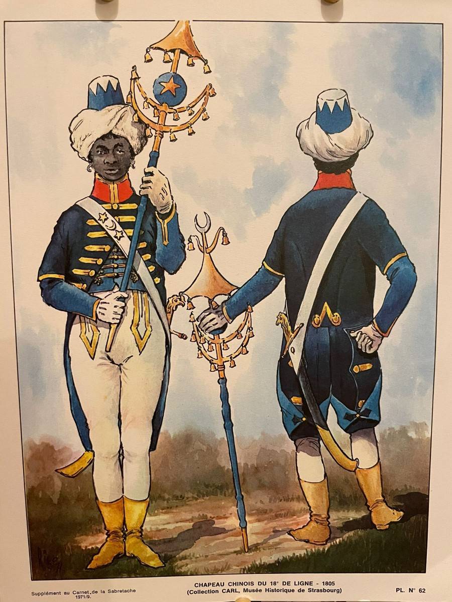 Copie aquarelle : chapeau chinois du 18ème de ligne (1805)