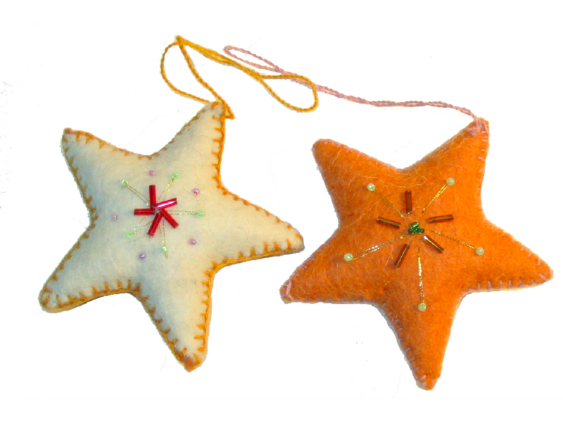 Etoiles de Noël en Feutre Naturel du Kirghizstan NEUVES