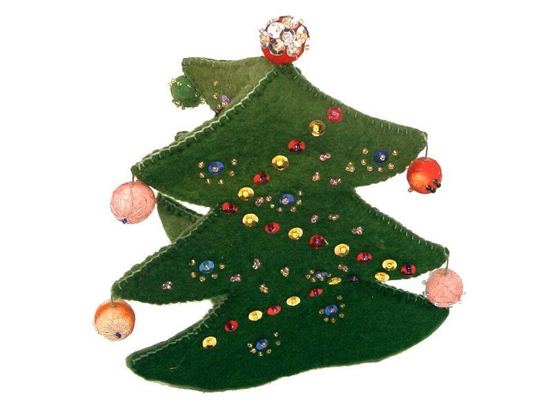 Mini Sapins de Noël en Feutre Naturel du Kirghizstan NEUF