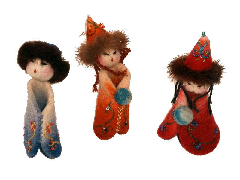 Figurines en feutre naturel du Kirghizistan NEUF