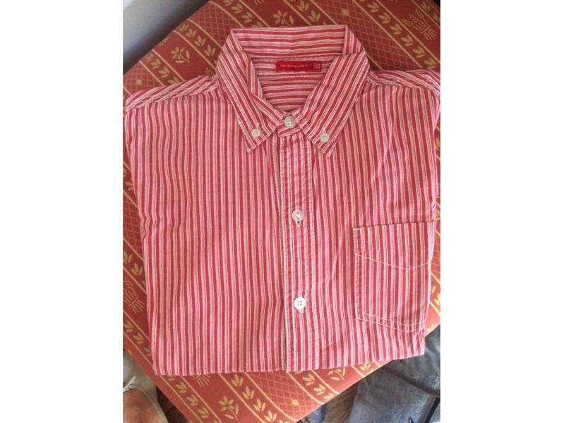 Chemise lignée blanc/rouge, T.10, ML, TBE