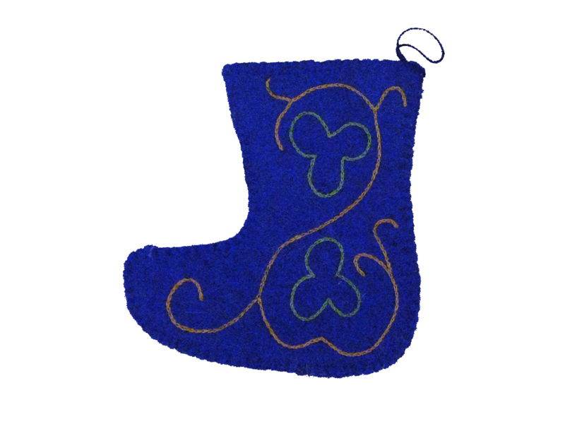 Chaussettes de Noël Feutre Naturel du Kirghizstan NEUVES