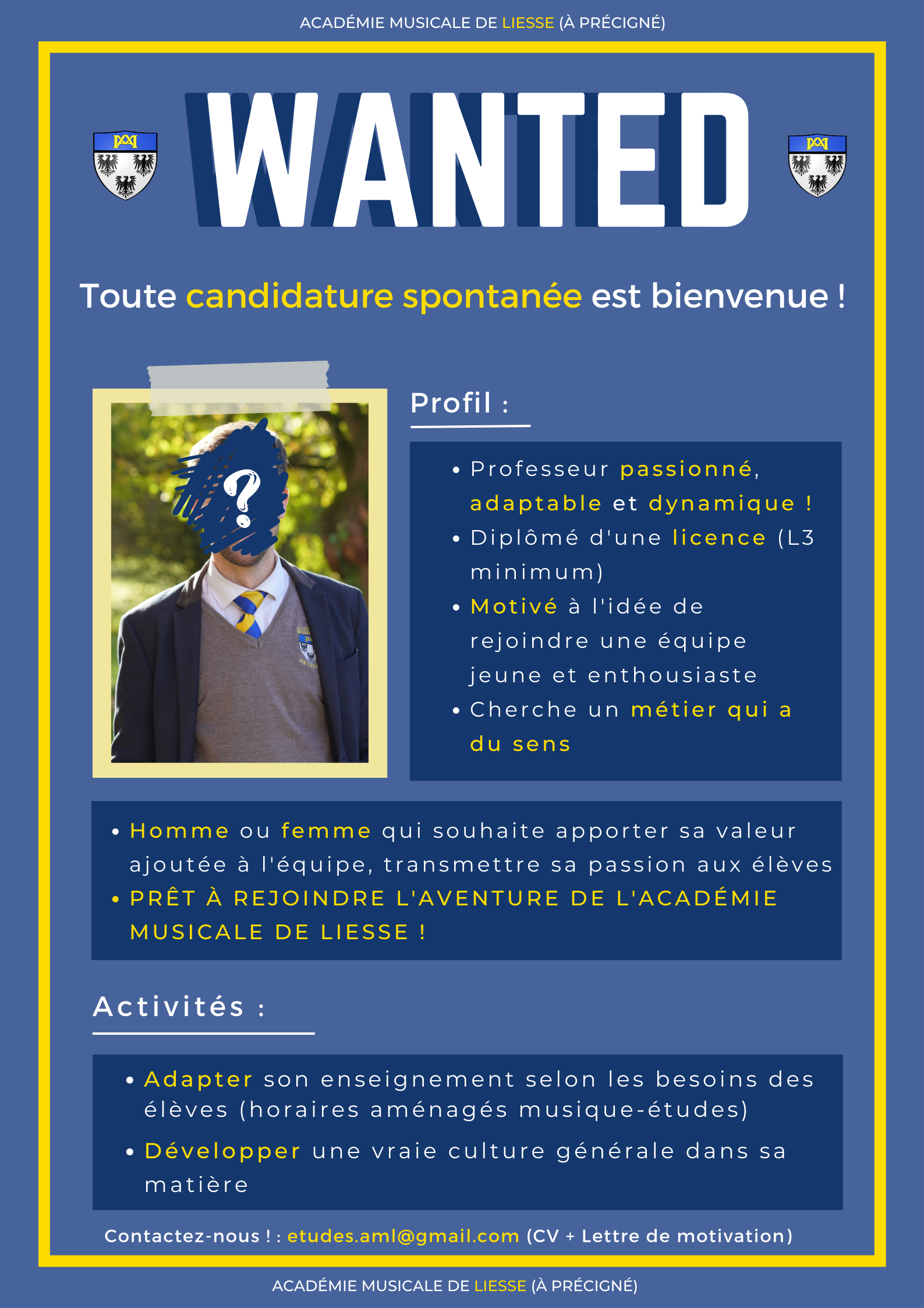 L’Académie Musicale de Liesse recrute Professeurs de FrançaisLatin