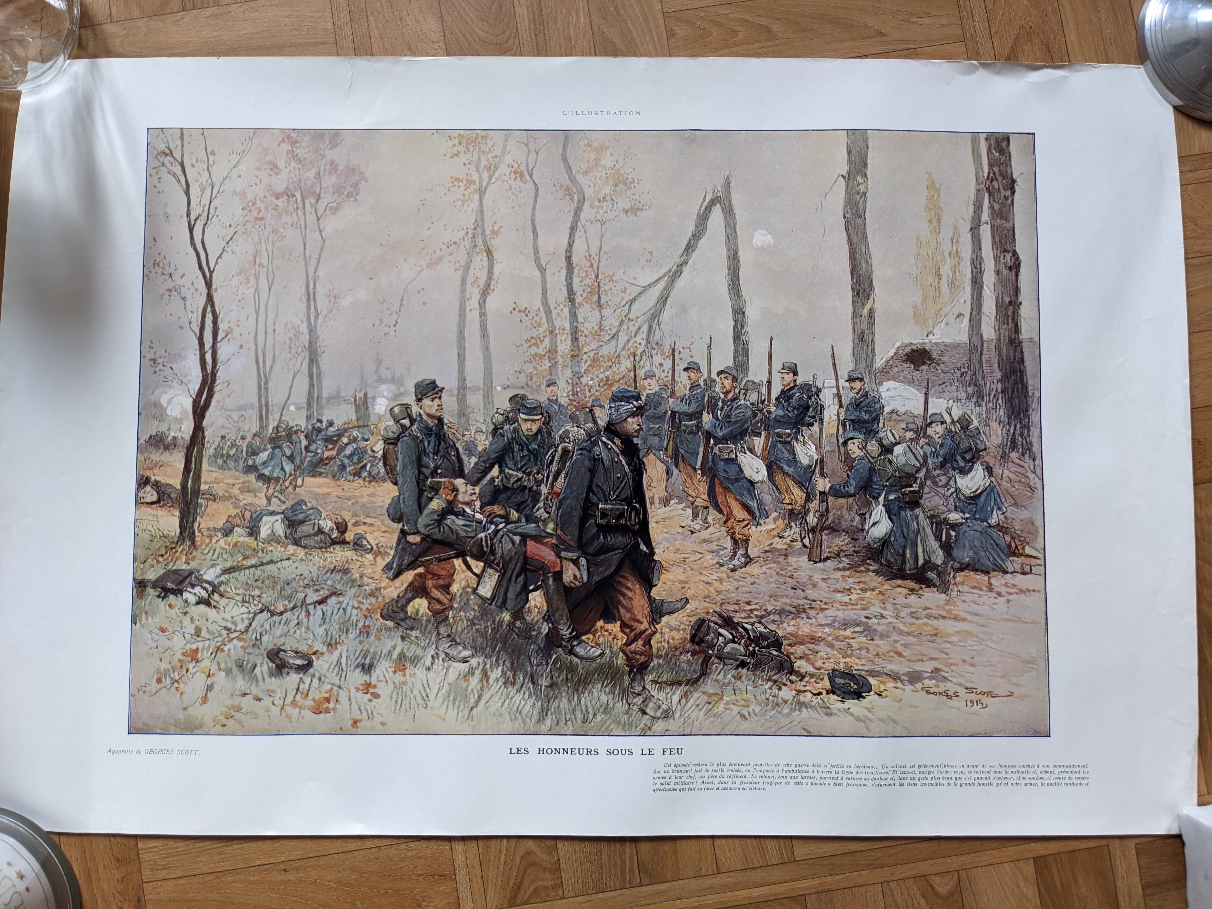 Affiche ancienne Les honneurs sous le feu