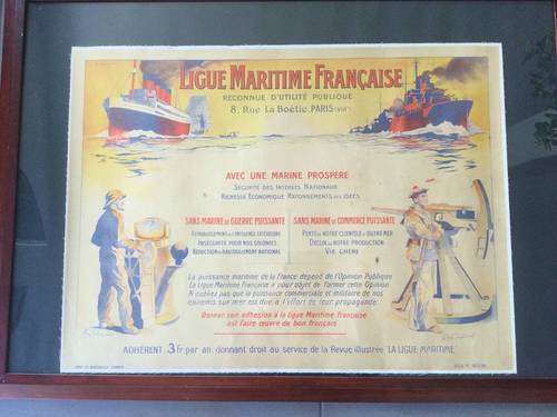 Affiche originale Ligue Maritime Française 1929