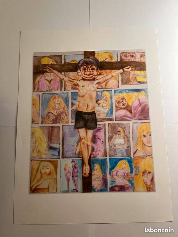 Affiche personnage rose et jaune