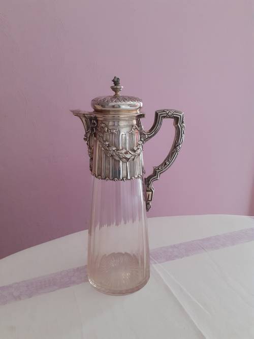 Aiguiere cristal et argent