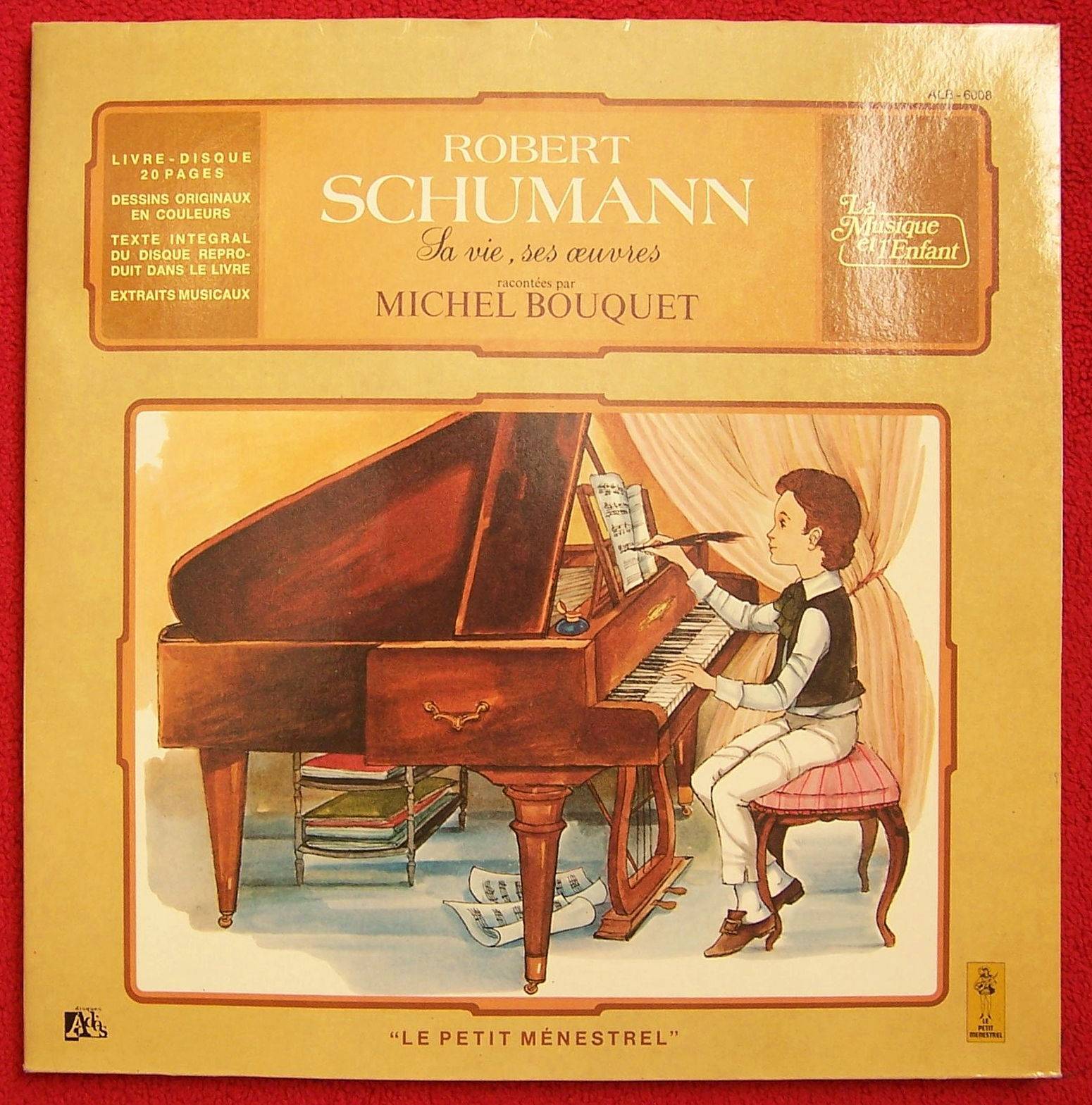 Rare album illustré et disque vinyle 33 tours, le petit Ménestrel, Robert Schumann