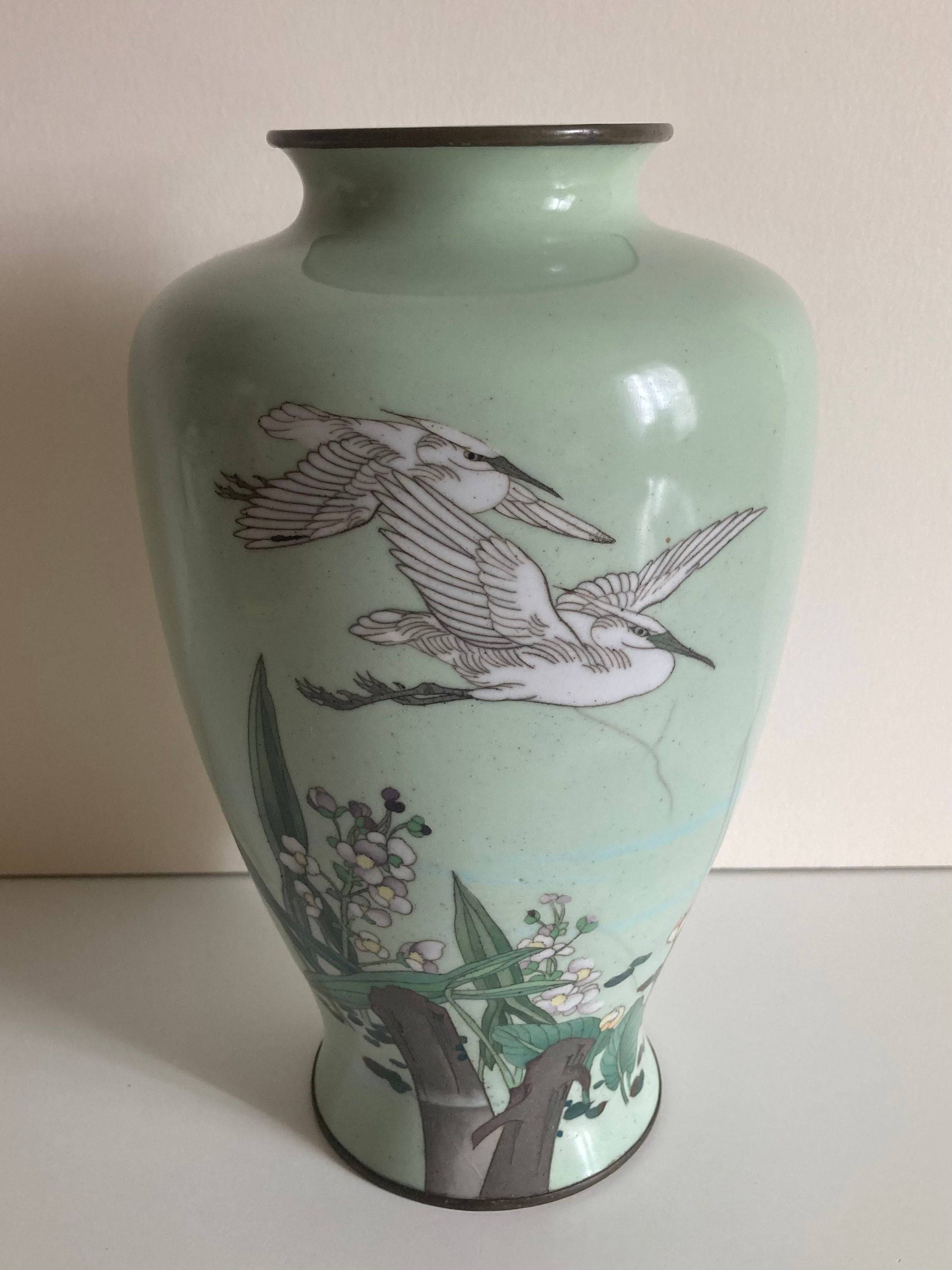 Vends ancien vase émaillé cloisonné Japon Ki Hayashi Kihyoe