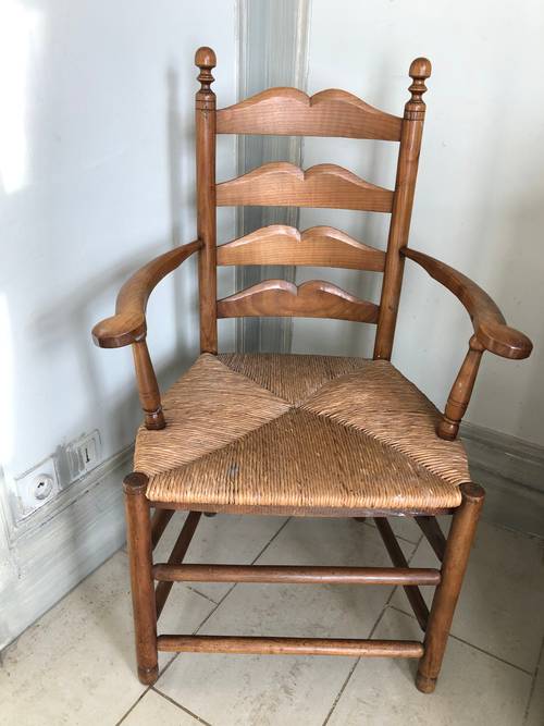 Ancien Fauteuil campagnard merisier