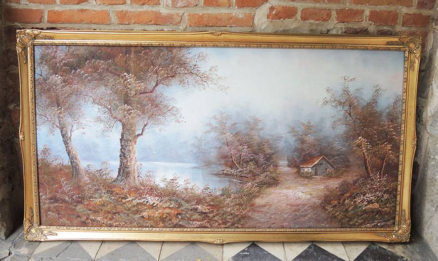 Ancien grand tableau Huile sur toile Paysage