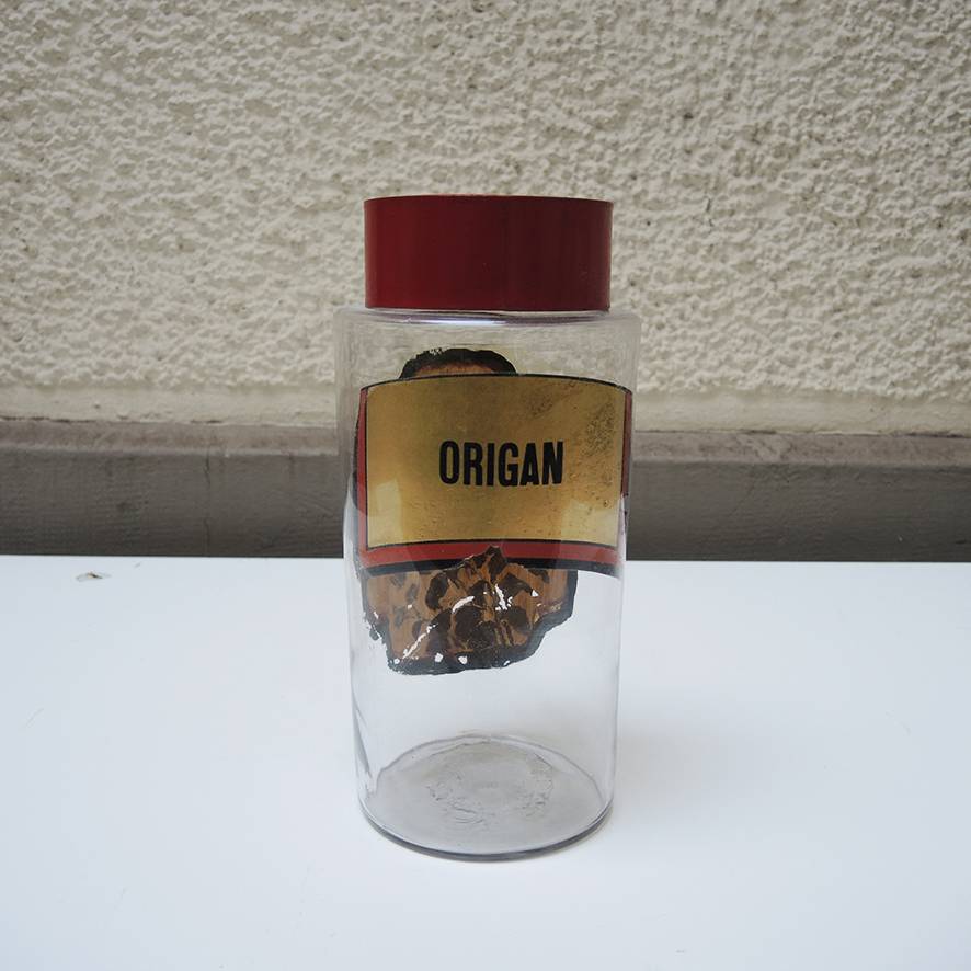 Vends ancien pot à pharmacie / flacon apothicaire XL origan